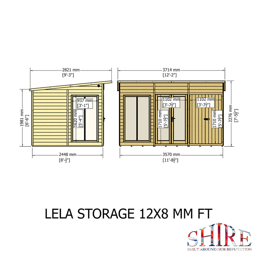 Shire Lela 12ft x 8ft Summerhouse with Storage