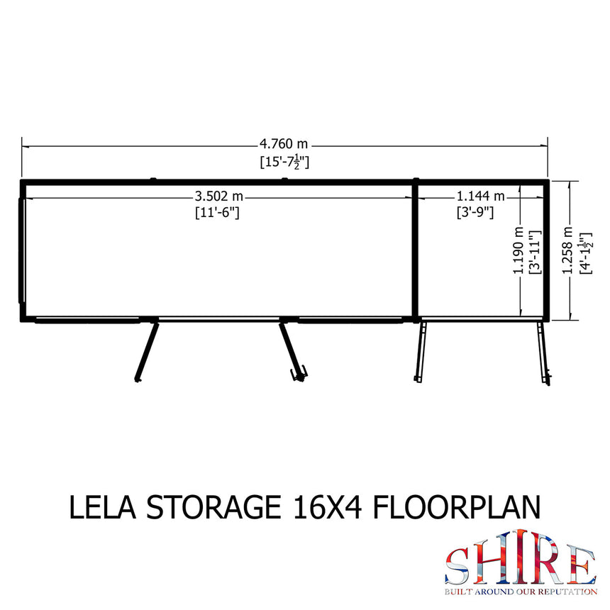 Shire Lela 16ft x 4ft Summerhouse with Storage