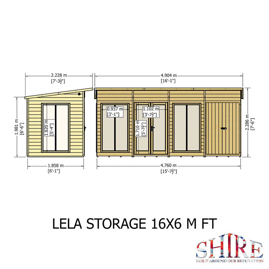 Shire Lela 16ft x 6ft Summerhouse with Storage