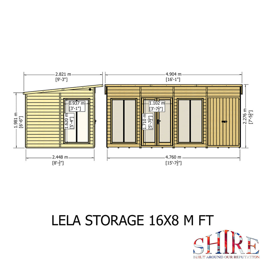 Shire Lela 16ft x 8ft Summerhouse with Storage