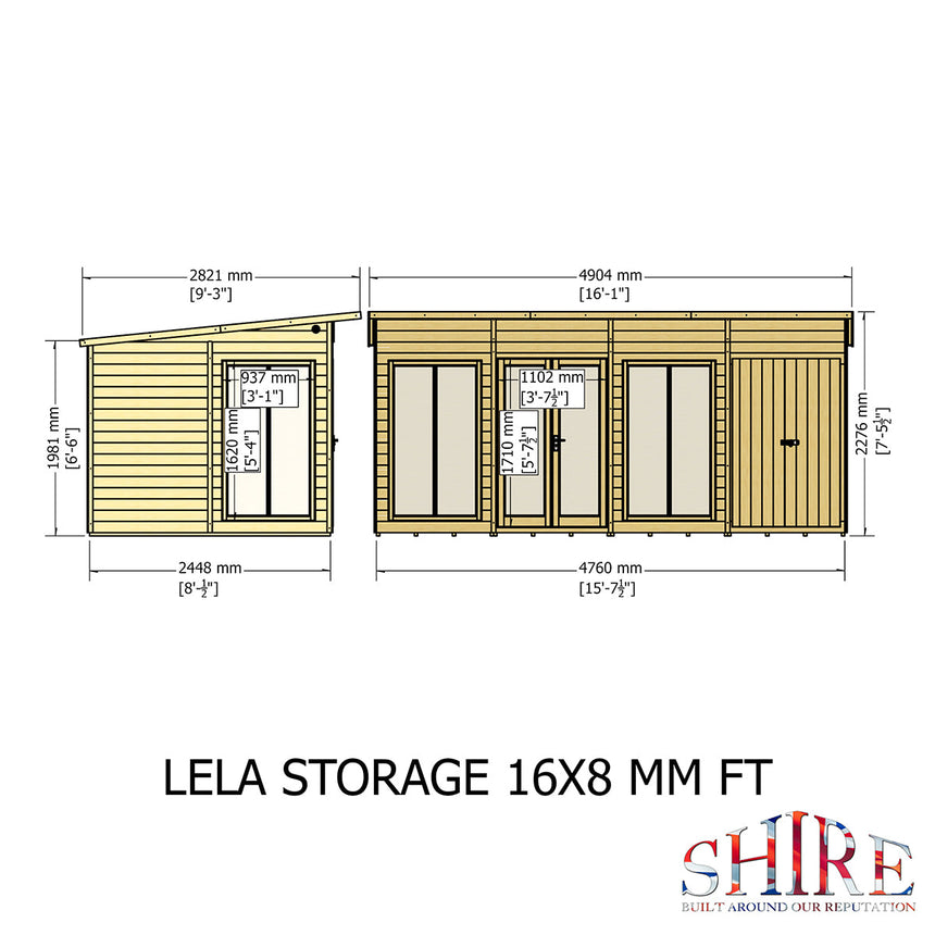 Shire Lela 16ft x 8ft Summerhouse with Storage