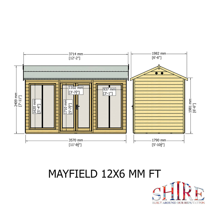 Shire Mayfield 12ft x 6ft Summerhouse