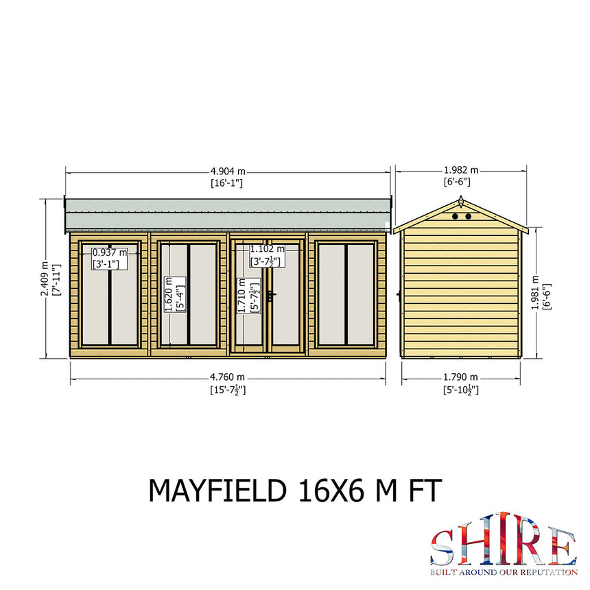 Shire Mayfield 16ft x 6ft Summerhouse