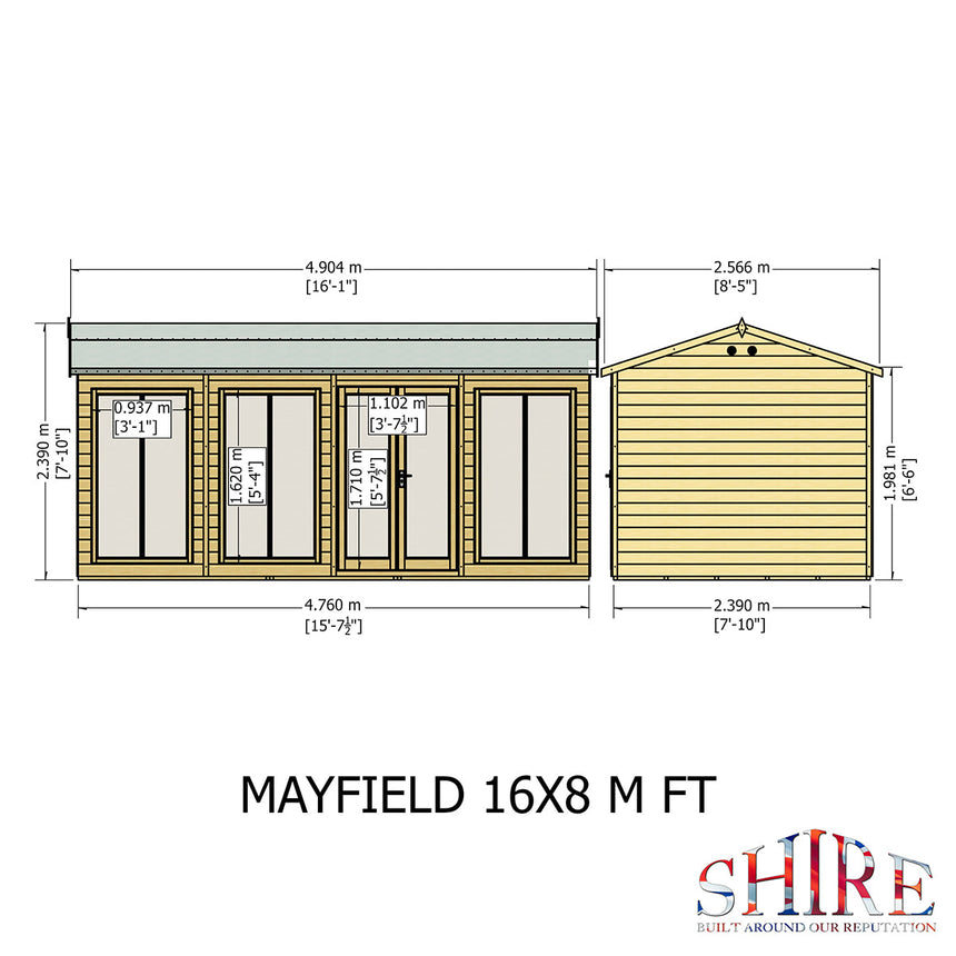 Shire Mayfield 16ft x 8ft Summerhouse