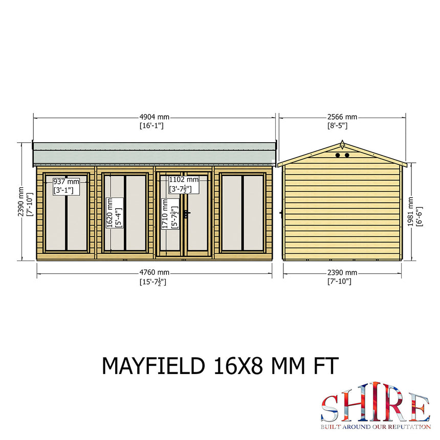 Shire Mayfield 16ft x 8ft Summerhouse