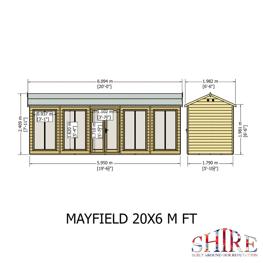 Shire Mayfield 20ft x 6ft Summerhouse