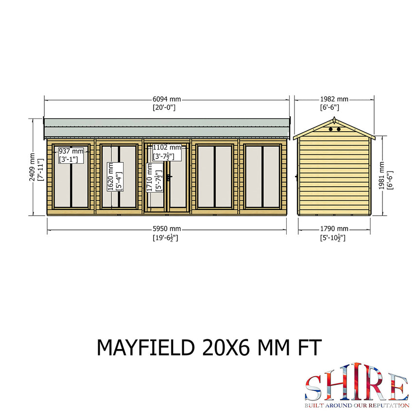 Shire Mayfield 20ft x 6ft Summerhouse