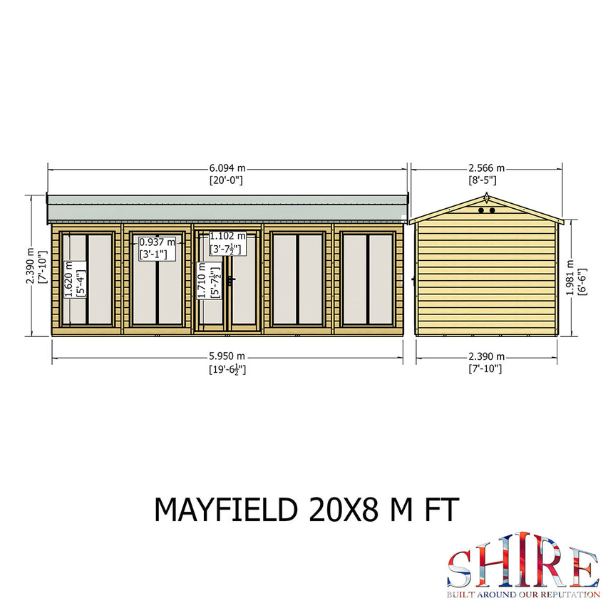 Shire Mayfield 20ft x 8ft Summerhouse