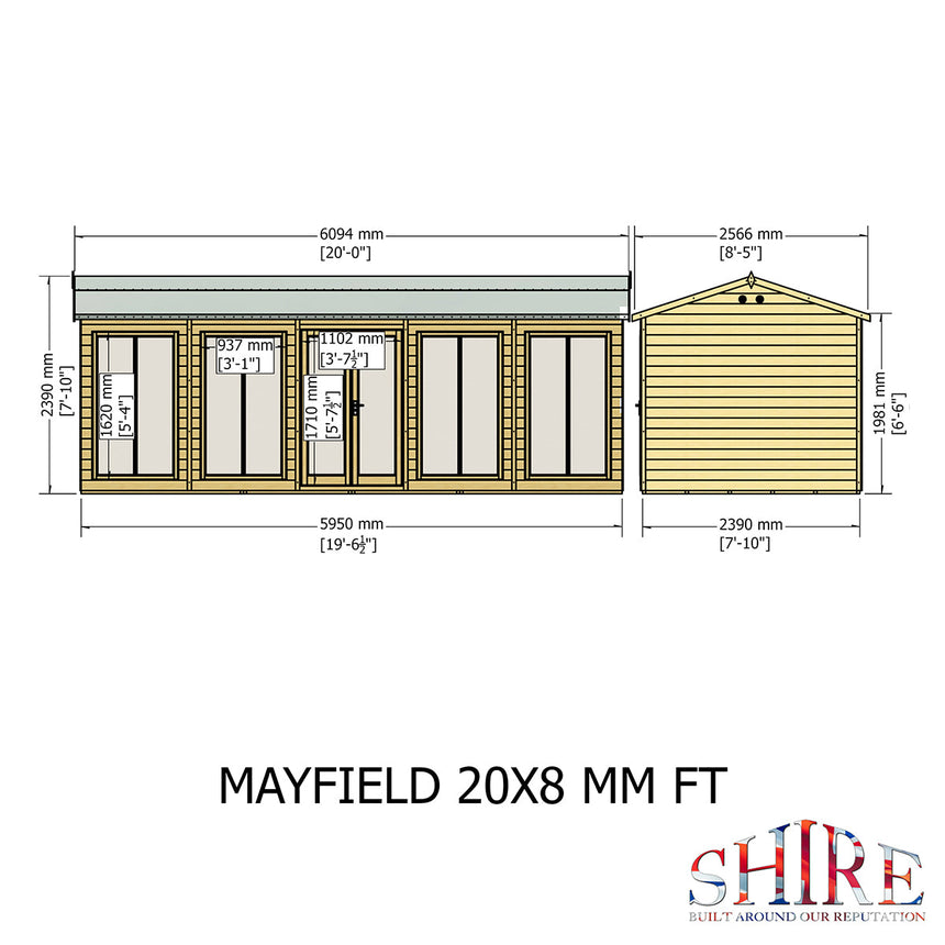 Shire Mayfield 20ft x 8ft Summerhouse