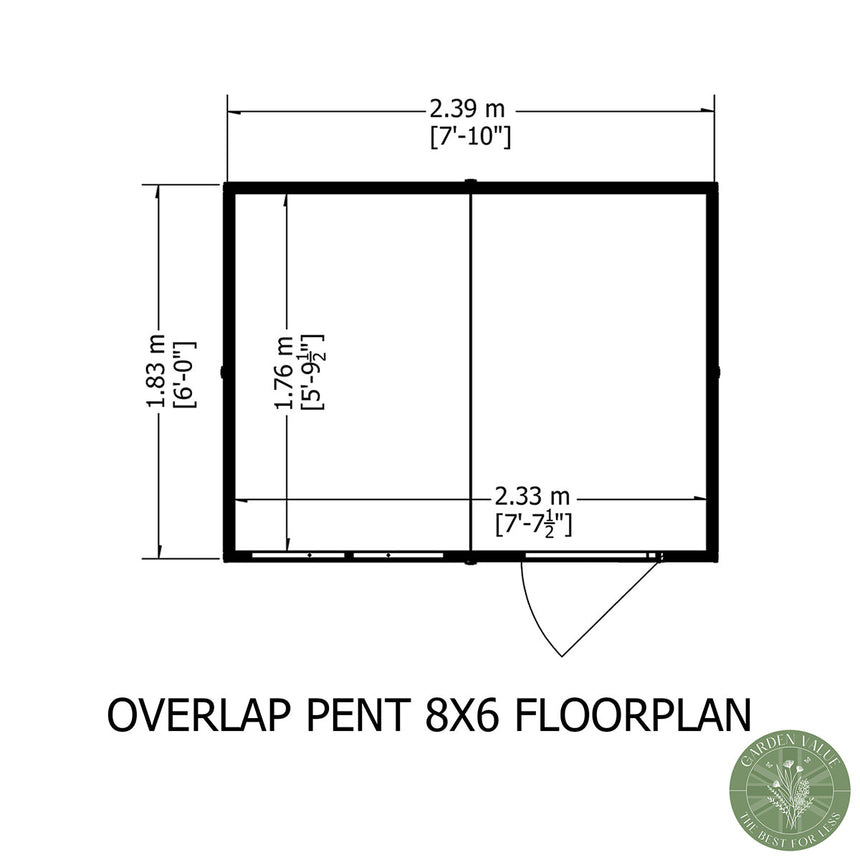 Shire Garden Value Overlap 8ft x 6ft Pent Shed