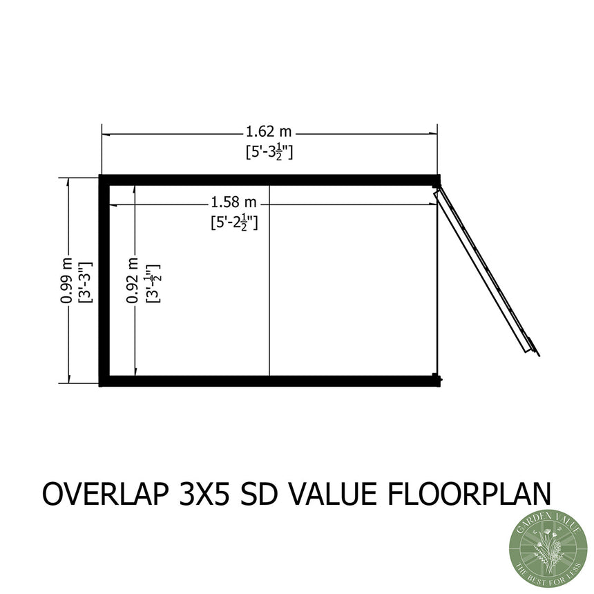 Shire Garden Value Overlap 3ft x 5ft Shed