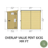 Shire Garden Value Overlap 6ft x 3ft Pent Shed