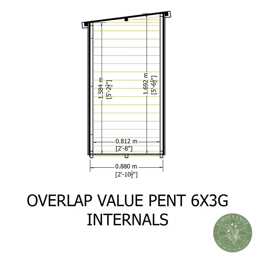 Shire Garden Value Overlap 6ft x 3ft Pent Shed