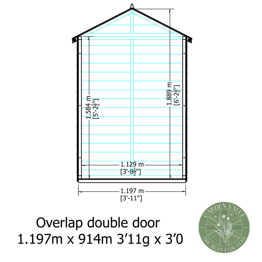 Shire Garden Value Overlap 4ft x 3ft Pressure Treated Shed