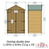 Shire Overlap 4ft x 3ft Shed with Double Doors - Windowless