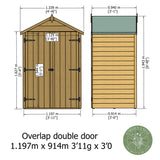 Shire Garden Value Overlap 4ft x 3ft Double Door Shed With Shelves