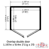 Shire Overlap 4ft x 3ft Shed with Double Doors - Windowless