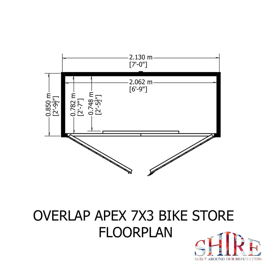 Shire Overlap 7ft x 3ft Apex Bike Store