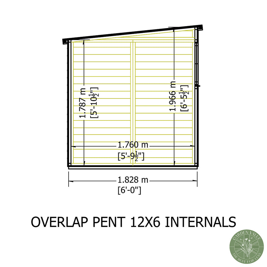 Shire NEW Garden Value 12ft x 6ft Overlap Pent Shed with windows