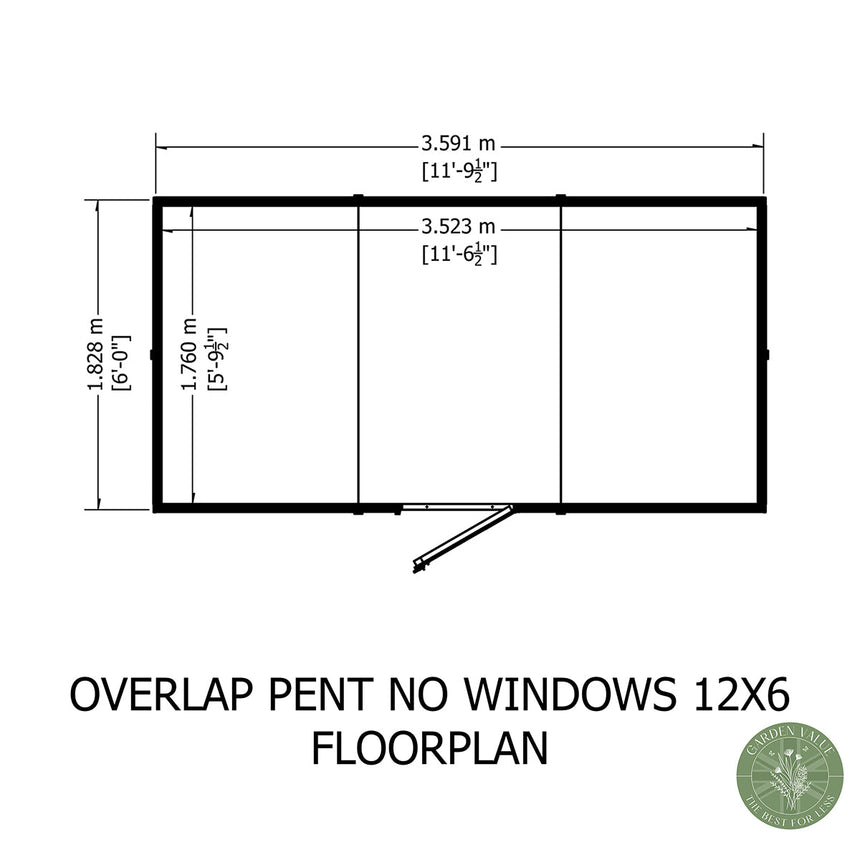 Shire NEW Garden Value 16ft x 6ft Overlap Pent Shed with windows