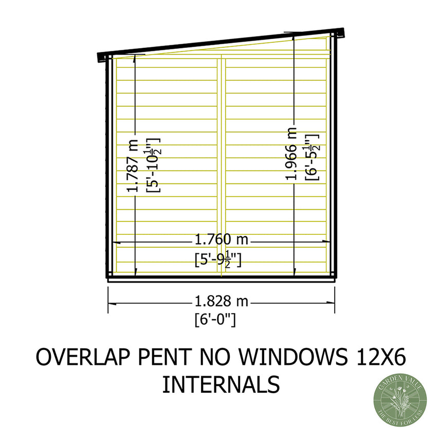 Shire NEW Garden Value 16ft x 6ft Overlap Pent Shed with windows