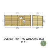 Shire NEW Garden Value 16ft x 6ft Overlap Pent Shed