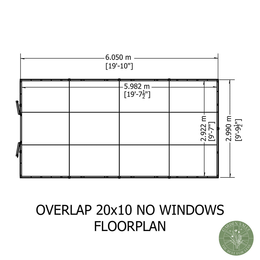 Shire Garden Value Overlap 10ft x 20ft Windowless Shed