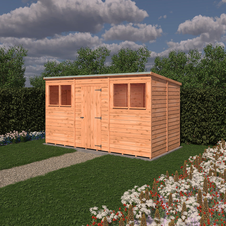 Shire NEW Garden Value 12ft x 6ft Overlap Pent Shed with windows