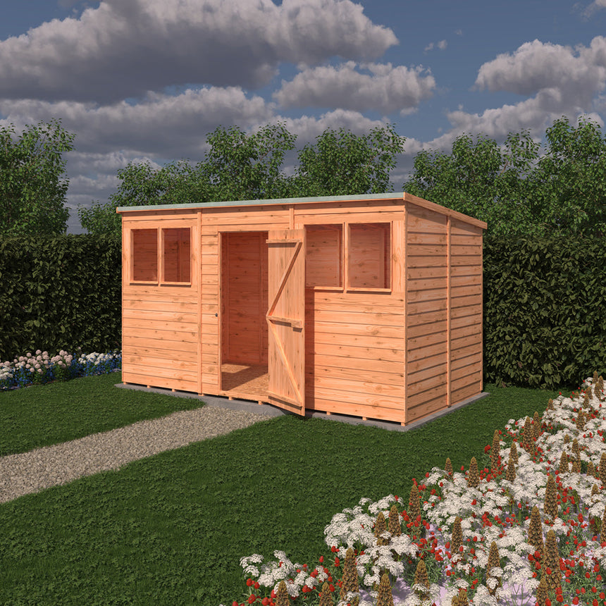 Shire NEW Garden Value 12ft x 6ft Overlap Pent Shed with windows