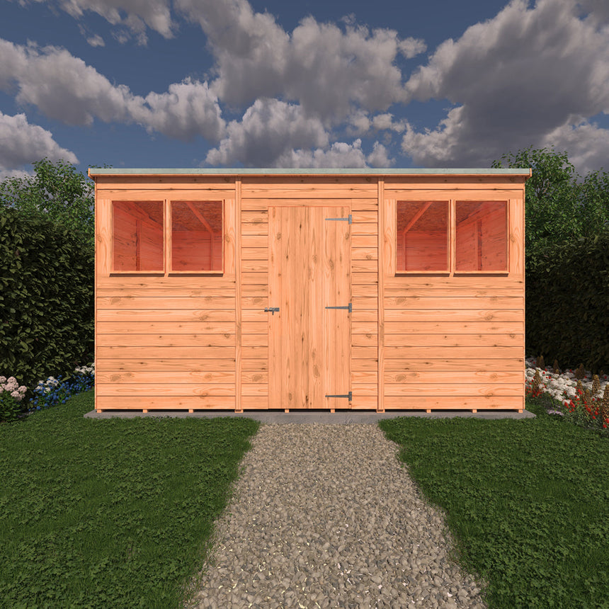 Shire NEW Garden Value 12ft x 6ft Overlap Pent Shed with windows