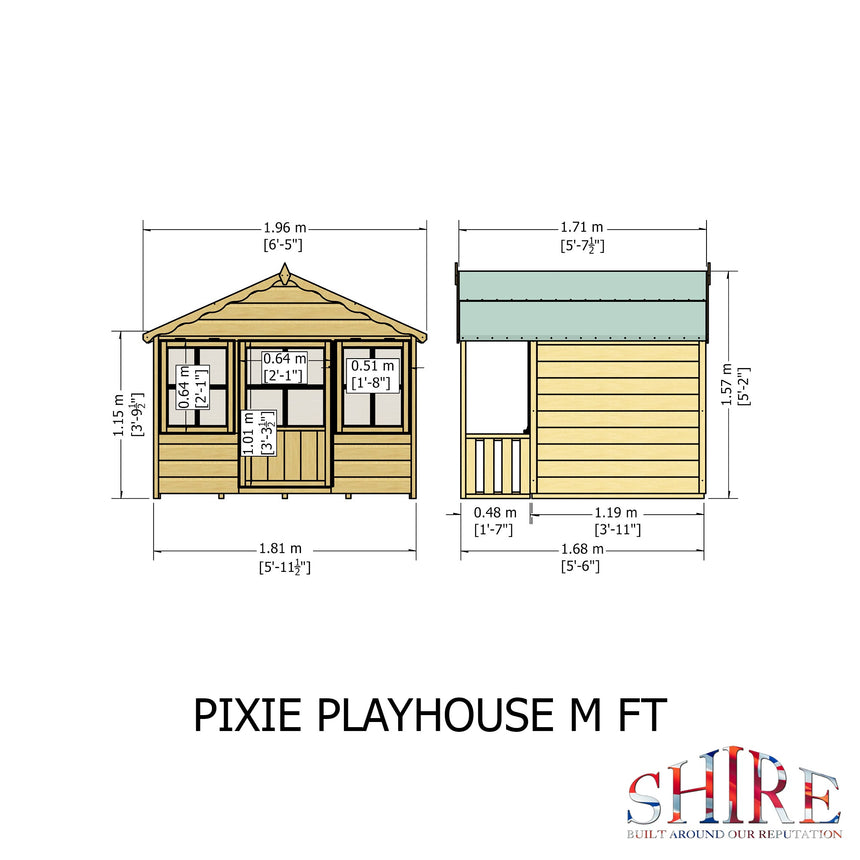 Shire 6ft x 6ft Pixie Playhouse