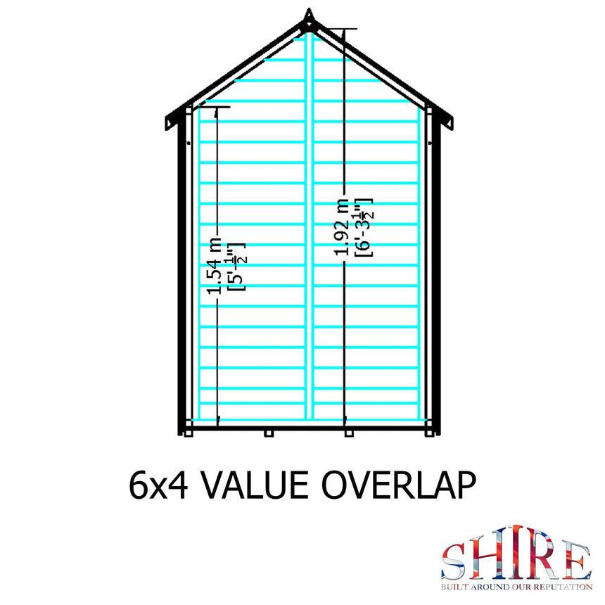 Shire Value Overlap 6ft x 4ft Shed - Windowless