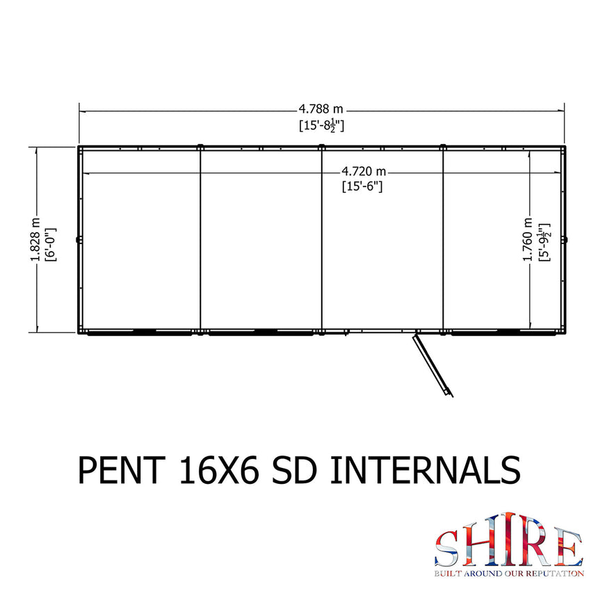 Shire Pent 16ft x 6ft Shiplap Shed NEW