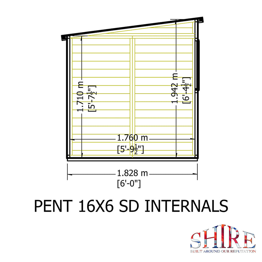 Shire Pent 16ft x 6ft Shiplap Shed NEW