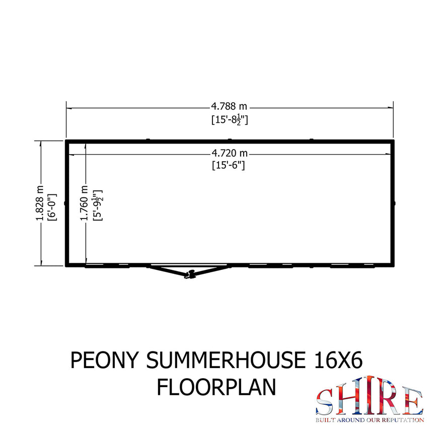 Shire Peony 16ft x 6ft Pent Summerhouse