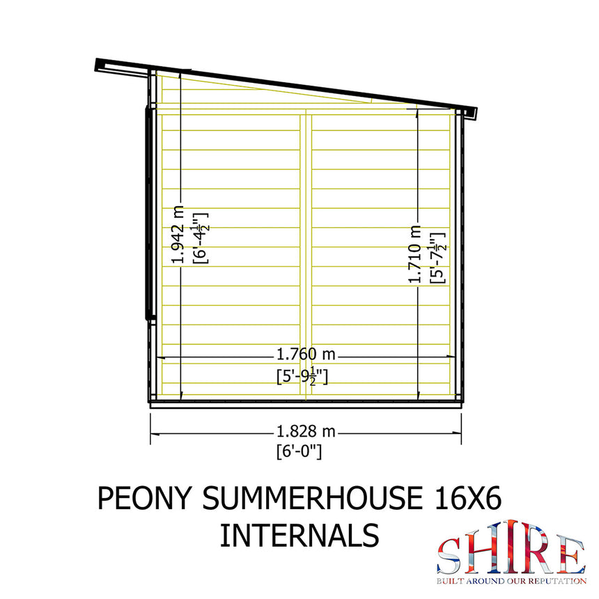 Shire Peony 16ft x 6ft Pent Summerhouse