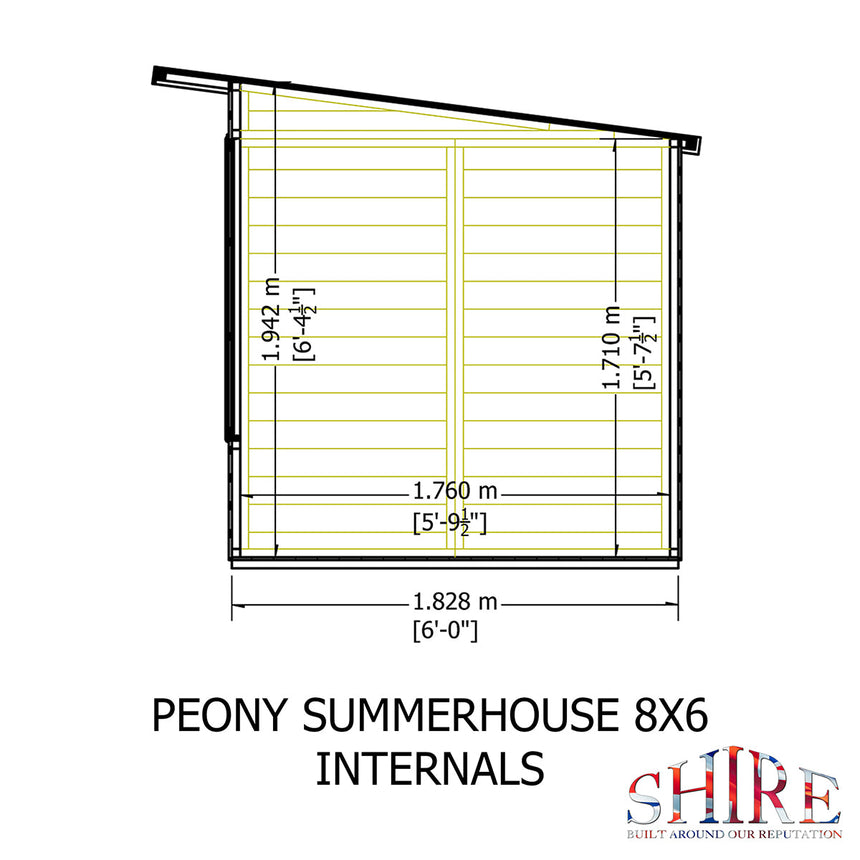 Shire Peony 12ft x 6ft Pent Summerhouse