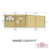 Shire Ranger 12ft x 10ft Pent Shiplap Shed