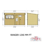 Shire Ranger 12ft x 6ft Pent Shiplap Shed