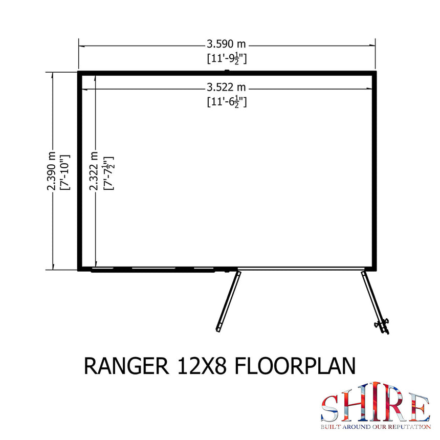 Shire Ranger 12ft x 8ft Pent Shiplap Shed