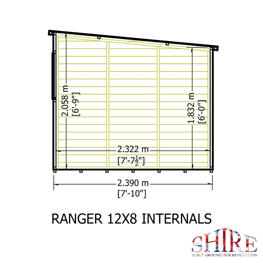 Shire Ranger 12ft x 8ft Pent Shiplap Shed