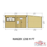 Shire Ranger 12ft x 8ft Pent Shiplap Shed