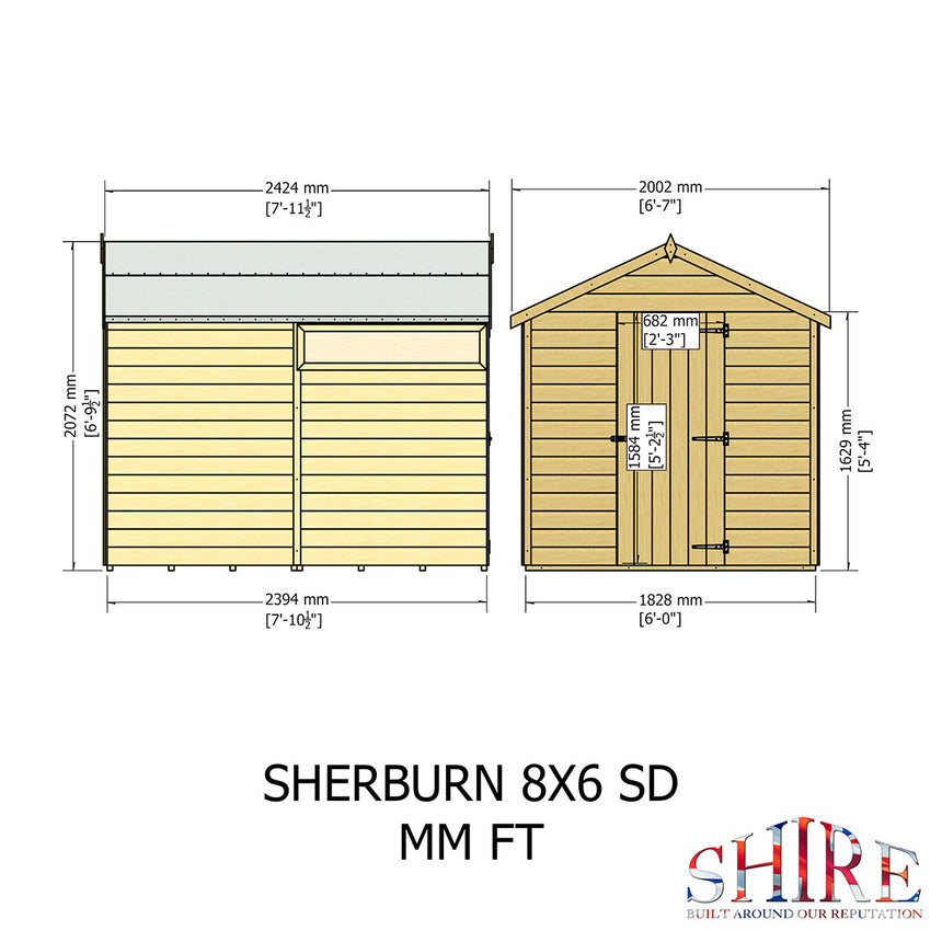 Shire Sherburn 8ft x 6ft Shiplap Shed NEW