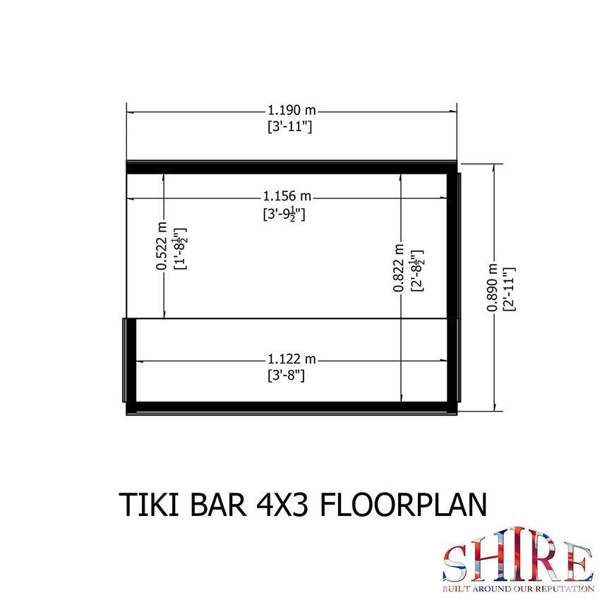 Shire 4ft x 3ft Tiki Bar