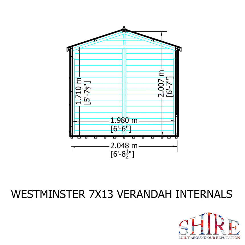 Shire Westminster 15ft x 7ft Summerhouse With Verandah