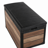 Pro Grade 540L Outdoor Garden Storage Box - Walnut Woodgrain - Black Lid