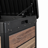 Pro Grade 540L Outdoor Garden Storage Box - Walnut Woodgrain - Black Lid