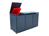 Anthracite Grey Solid Panel Wheelie Bin Storage - Triple Bin Store