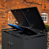 Kingdom Teak Anthracite Galvanised Steel Wheelie Bin Store - Double