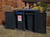 Kingdom Teak Anthracite Galvanised Steel Wheelie Bin Store - Double